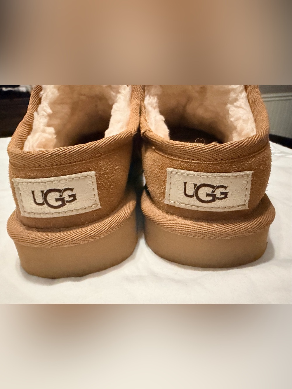 UGG Slip-On Shearling-Lined Slippers in Chestnut Suede - Picture 5 of 7
